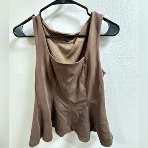 Brown Scoop Neck Women's Tank Top